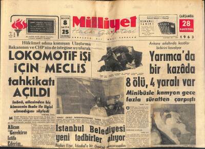 Milliyet Halk Gazetesi 28 Ağustos 1963 - Elvis Presley Aşık - Lokomotif İşi İçin Meclis Tahkikatı Açıldı GZ118173 - 1