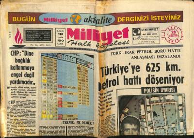 Milliyet Halk Gazetesi 28 Ağustos 1973 - Türkiyeye 625 KM. Petrol Hattı Döşeniyor GZ76176 - 1