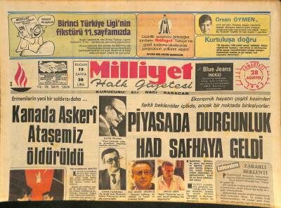 Milliyet Halk Gazetesi 28 Ağustos 1982 - Müjde Ar , Atilla Özdemiroğlu İle Evleneceğini Açıkladı - Kanada Askeri Ataşemiz Öldürüldü GZ126597 - 1