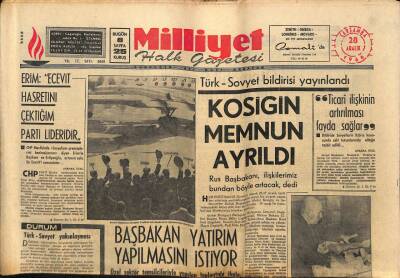Milliyet Halk Gazetesi 28 Aralık 1966 - Rus Başbakanı , İlişkilerimiz Bundan Böyle Artacak , dedi GZ81306 - 1