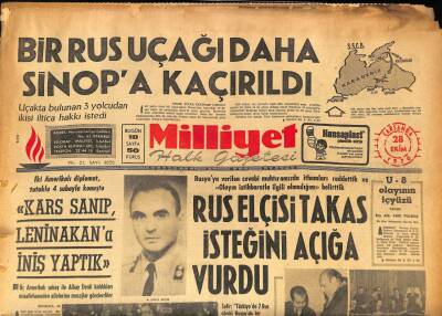 Milliyet Halk Gazetesi 28 Ekim 1970 - Bir Rus Uçağı Daha Sinopa Kaçırıldı GZ85810 - 1