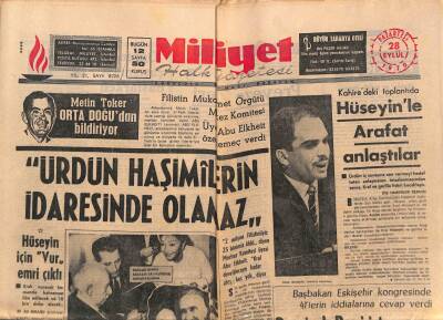Milliyet Halk Gazetesi 28 Eylül 1970 - Kahiredeki Toplantıda Hüseyinle Arafat Anlaştılar GZ88551 - 1