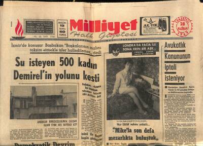 Milliyet Halk Gazetesi 28 Haziran 1969 - Jacqueline Beyaz Saraya Verilen Hediyeleri Satmış GZ118517 - 1