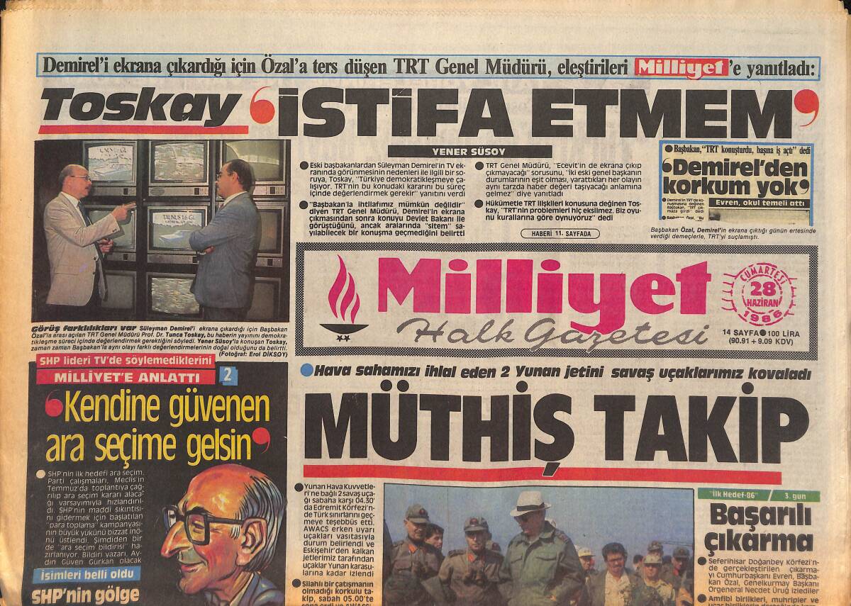 Milliyet Halk Gazetesi 28 Haziran 1986 - Maradona , İtalya Forması İle Röportaja Katıldı - Toskay ' İstifa Etmem ' GZ133113 - 1