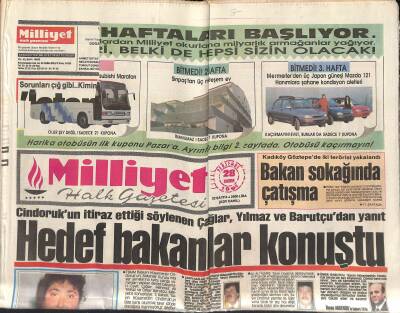 Milliyet Halk Gazetesi 28 Kasım 1991 - Cindorukun İtiraz Ettiği Söylenen Çağlar , Yılmaz Ve Barutçudan Yanıt - Evrenden Rahat Tavır GZ118423 - 1