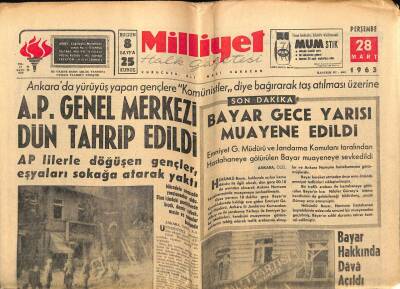Milliyet Halk Gazetesi 28 Mart 1963 - Bali Adasında 11 Bin Kişi Öldü GZ67929 - 2