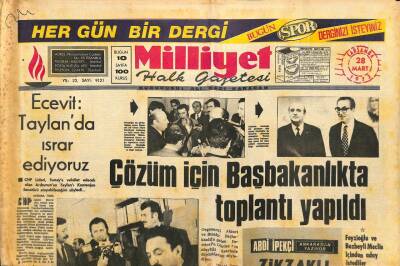 Milliyet Halk Gazetesi 28 Mart 1973 - Sunay , Başkanlığı Bugün Bırakıyor - Ecevit Taylanda Israr Ediyoruz GZ93432 - 1