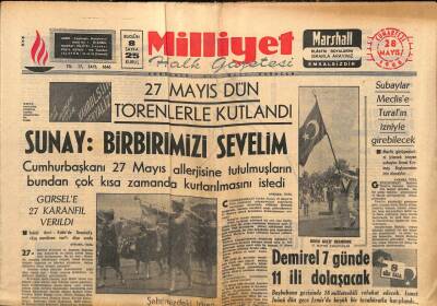 Milliyet Halk Gazetesi 28 Mayıs 1966 - Gürsele 27 Karanfil Verildi - Subaylar Meclise Turalın İzniyle Girebilecek GZ92744 - 1