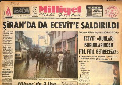 Milliyet Halk Gazetesi 28 Nisan 1977 - Şiranda da Ecevite Saldırıldı - İzmir Turist Akınına Uğradı GZ125376 - 1