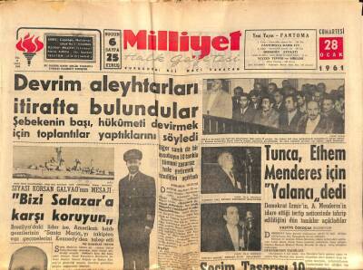Milliyet Halk Gazetesi 28 Ocak 1961 - Sökede Sellerden 15 Ev Yıkıldı - Tunca , Ethem Menderes İçin Yalancı dedi GZ92872 - 1