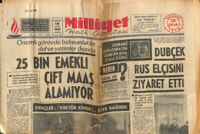 Milliyet Halk Gazetesi 28 Ocak 1970 - Dubçek Rus Elçisini Ziyaret Etti - 25 Bin Emekli Çift Maaş Alamıyor GZ118759 - 1
