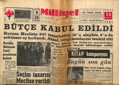 Milliyet Halk Gazetesi 28 Şubat 1961 - Seçim Tasarısı Meclise Verildi GZ76165 - 1