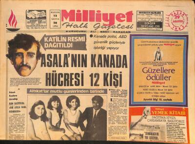 Milliyet Halk Gazetesi 29 Ağustos 1982 - Asalanın Kanada Hücresi 12 Kişi - Galatasaray Mersin İd. Yurdunu Tek Golle Yendi GZ126728 - 1