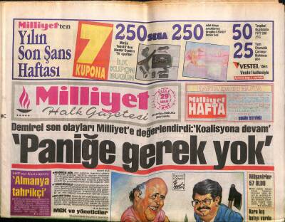 Milliyet Halk Gazetesi 29 Aralık 1991 - Özal , Demirelin Mektubunu İade Etti - İnci Babaya Operasyon GZ118293 - 1
