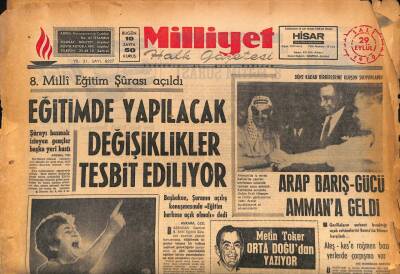 Milliyet Halk Gazetesi 29 Eylül 1970 - 8. Milli Eğitim Şurası Açıldı GZ86014 - 1