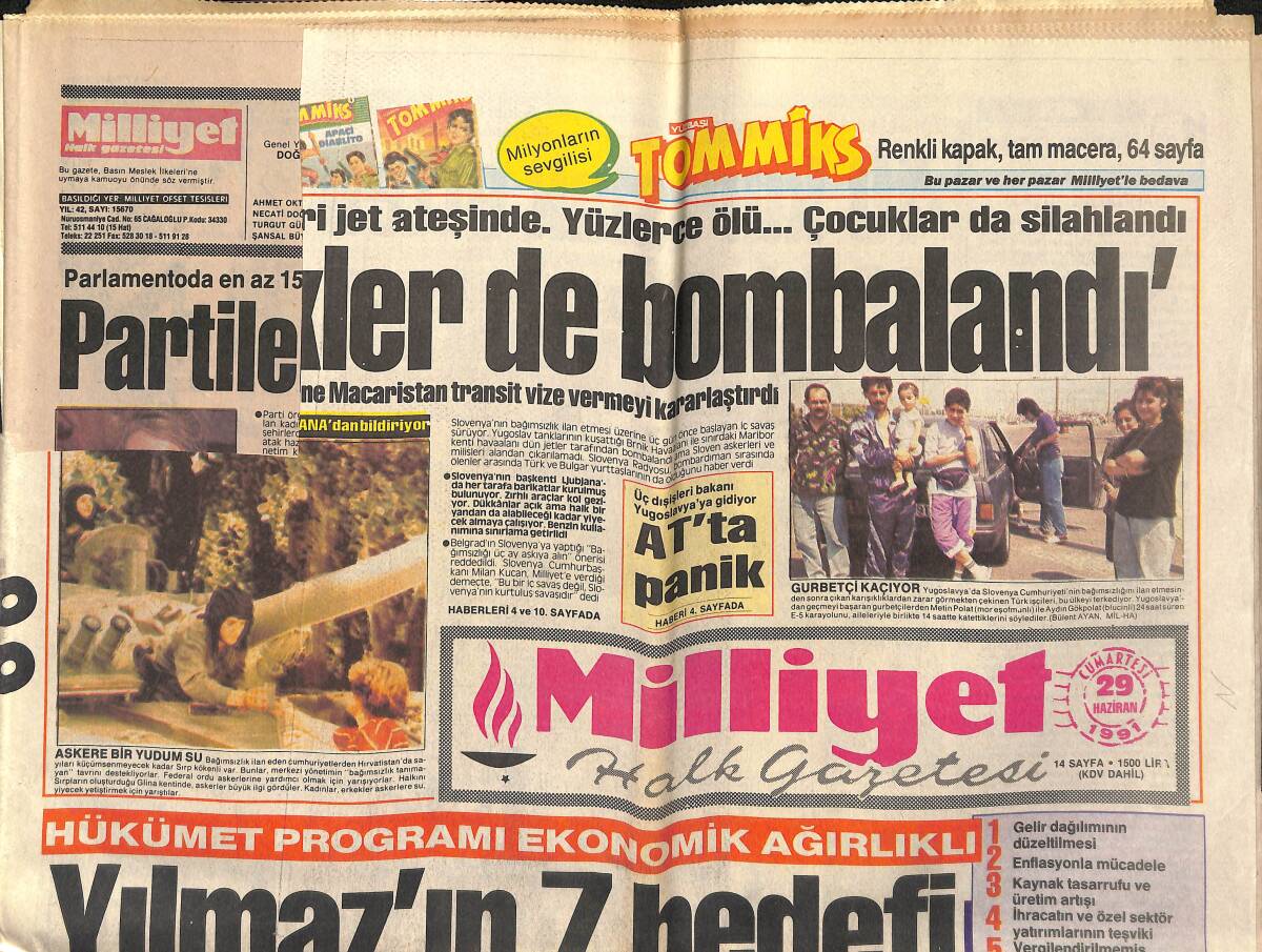 Milliyet Halk Gazetesi 29 Haziran 1991 - Du Cuellar'a Rum Tepkisi - ABD'de Türkçe Cehaleti GZ151284 - 1