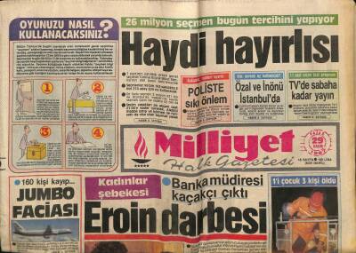Milliyet Halk Gazetesi 29 Kasım 1987 - Jumbo Faciası 160 Kişi Kayıp... GZ62751 - 2