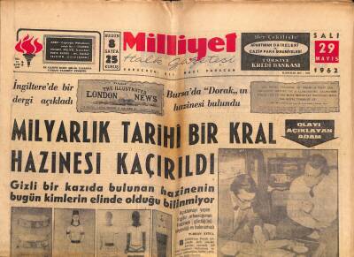 Milliyet Halk Gazetesi 29 Mayıs 1962 - Milyarlık Tarihi Bir Kral Hazinesi Kaçırıldı GZ118789 - 1