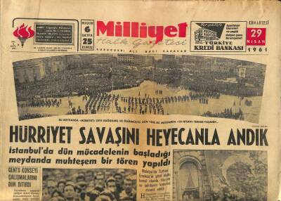 Milliyet Halk Gazetesi 29 Nisan 1961 - Ağaoğlu , Sabık Başbakan İçin Bitmiş Menderes dedi GZ92653 - 1