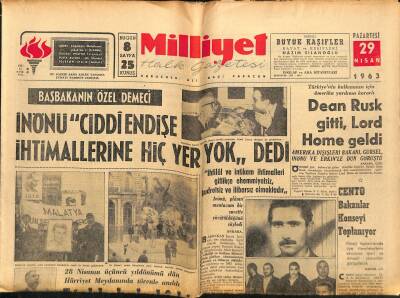 Milliyet Halk Gazetesi 29 Nisan 1963 - Dean Rusk Gitti , Lord Home Geldi GZ117750 - 1