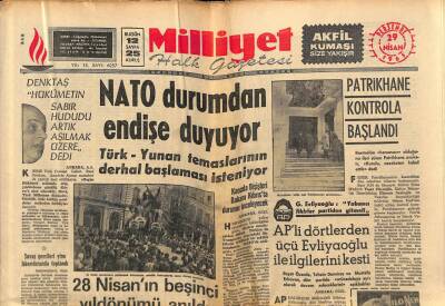 Milliyet Halk Gazetesi 29 Nisan 1965 - Türk-Yunan Temaslarının Derhal Başlanması İsteniyor GZ81142 - 1