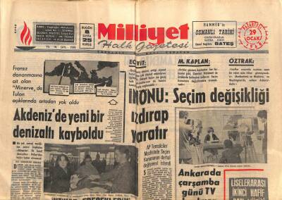 Milliyet Halk Gazetesi 29 Ocak 1968 - Akdenizde Yeni Bir Denizaltı Kayboldu GZ90757 - 1