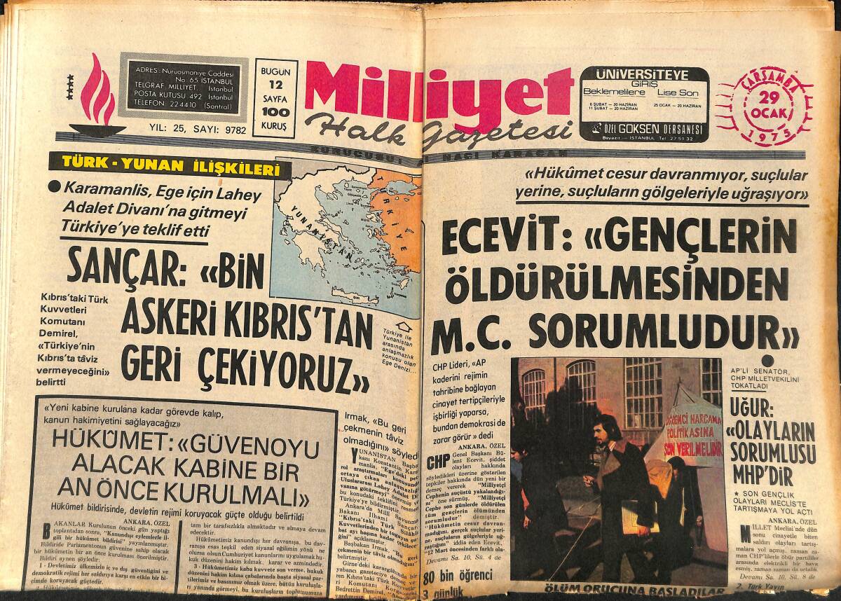 Milliyet Halk Gazetesi 29 Ocak 1975 - Kim Novak TV'nin En Çok Aranan Sanatçısı Oldu - Galatasaraylı Yöneticiler Göreve Devam Kararı Aldı GZ149373 - 1