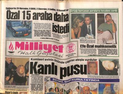 Milliyet Halk Gazetesi 29 Ocak 1992 - Özal 15 Araba Daha İstedi GZ76662 - 1