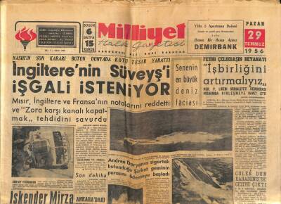Milliyet Halk Gazetesi 29 Temmuz 1956 - Andrea Doryanın Sigortalı Bulunduğu Şirket Geminin Parasını Ödemeye Başladı GZ118377 - 1