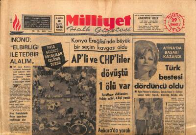 Milliyet Halk Gazetesi 29 Temmuz 1968 - Ajda Pekkan Atinada Başarı Kazandı - Dubçek Kararı Biz Vereceğiz GZ117703 - 1