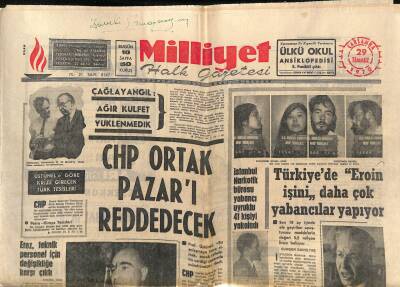 Milliyet Halk Gazetesi 29 Temmuz 1970 - Asaf Uçar Ödül Kazandı - CHP Ortak Pazarı Reddedecek GZ117966 - 1