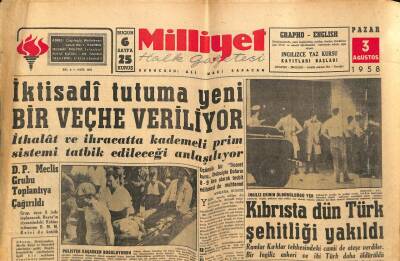 Milliyet Halk Gazetesi 3 Ağustos 1958 - Kıbrısta Dün Türk Şehitliği Yakıldı GZ88729 - 1
