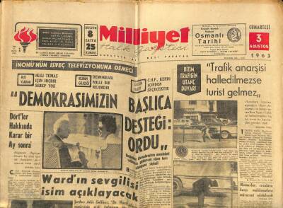 Milliyet Halk Gazetesi 3 Ağustos 1963 - Aydemir Ve Arkadaşları Savunmalarını Yapıyor - Christine Keeler Derin Uykuda GZ118522 - 1