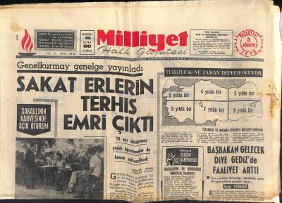 Milliyet Halk Gazetesi 3 Ağustos 1970 - Jumbo-Jet İlk Defa Kaçırıldı - Sakat Erlerin Terhis Emri Çıktı GZ118378 - 1