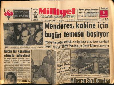 Milliyet Halk Gazetesi 3 Aralık 1955 - Menderes , Kabine İçin Bugün Temasa Başlıyor GZ88680 - 1