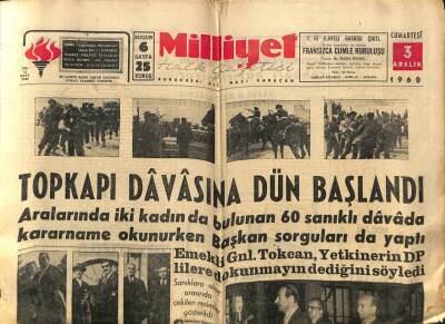 Milliyet Halk Gazetesi 3 Aralık 1960 - Topkapı Davasın Dün Başlandı GZ81310 - 1