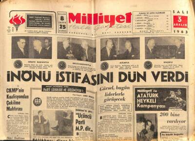 Milliyet Halk Gazetesi 3 Aralık 1963 - Vehbi Koç Kültür Vakfı Kuruyor GZ91598 - 1