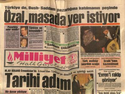 Milliyet Halk Gazetesi 3 Aralık 1990 - Türkiyede , Bush - Saddam Pazarlığına Katılmanın Peşinde GZ62742 - 2