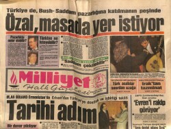 Milliyet Halk Gazetesi 3 Aralık 1990 - Türkiyede , Bush - Saddam Pazarlığına Katılmanın Peşinde GZ62742 - 1
