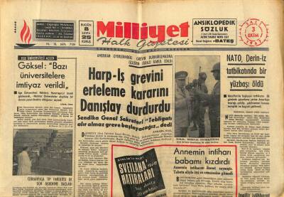 Milliyet Halk Gazetesi 3 Ekim 1967 - Harp-İş Grevini Erteleme Kararını Danıştay Durdurdu GZ88499 - 1