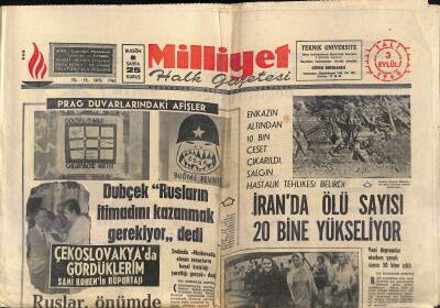Milliyet Halk Gazetesi 3 Eylül 1968 - İranda Ölü Sayısı 20 Bine Yükseliyor GZ117963 - 1