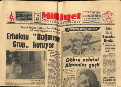 Milliyet Halk Gazetesi 3 Eylül 1969 - Taksim Olayının Dosyası Zaman Aşımına Bırakıldı GZ88895 - 1