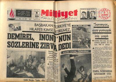 Milliyet Halk Gazetesi 3 Haziran 1966 - Kayseride Dün Gece TİP Merkezi Basıldı - Demirel , İnönünün Sözlerine Zırva dedi GZ121479 - 1