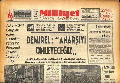Milliyet Halk Gazetesi 3 Haziran 1970 - Peruda Depremden 10 Bin Kişi Öldü - Ankarada 30 Bin Şoför Direnişe Geçiyor GZ86972 - 1