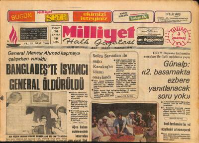 Milliyet Halk Gazetesi 3 Haziran 1981 - Bangladeşte İsyancı General Öldürüldü - Ankaragücü 1. Lige Alındı GZ126021 - 1