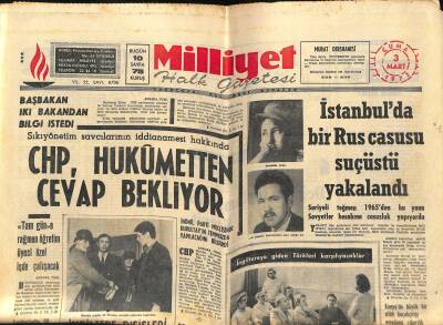 Milliyet Halk Gazetesi 3 Mart 1972 - Kilise , Makariosun Çekilmesini İstedi - CHP , Hükümetten Cevap Bekliyor GZ121615 - 1