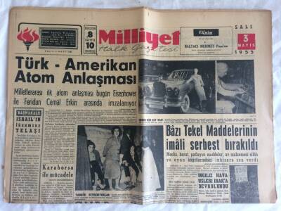 Milliyet Halk Gazetesi 3 Mayıs 1955 - Türk - Amerikan Atom Anlaşması GZ73543 - 1