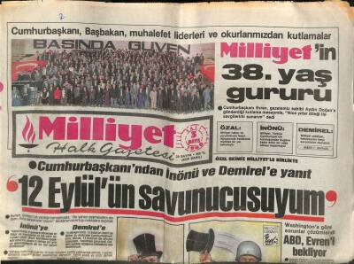 Milliyet Halk Gazetesi 3 Mayıs 1988-Cumhurbaşkanından İnönü Ve Demirele Yanıt 12 Eylül Savunucusuyum GZ105265 - 1