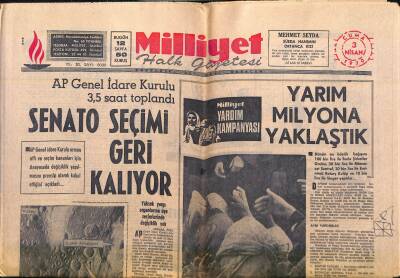 Milliyet Halk Gazetesi 3 Nisan 1970 - Salgın Hastalık Tehlikesi Belirdi - CHPde Kurultay Hazırlığı Başladı GZ118279 - 1