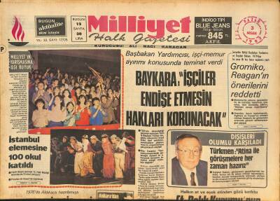 Milliyet Halk Gazetesi 3 Nisan 1983 - Bozuk Gıda Maddeleri Tartışması Sürüyor - Meazzanın Torunu da İtalyan Milli Takımına Seçildi GZ126236 - 1
